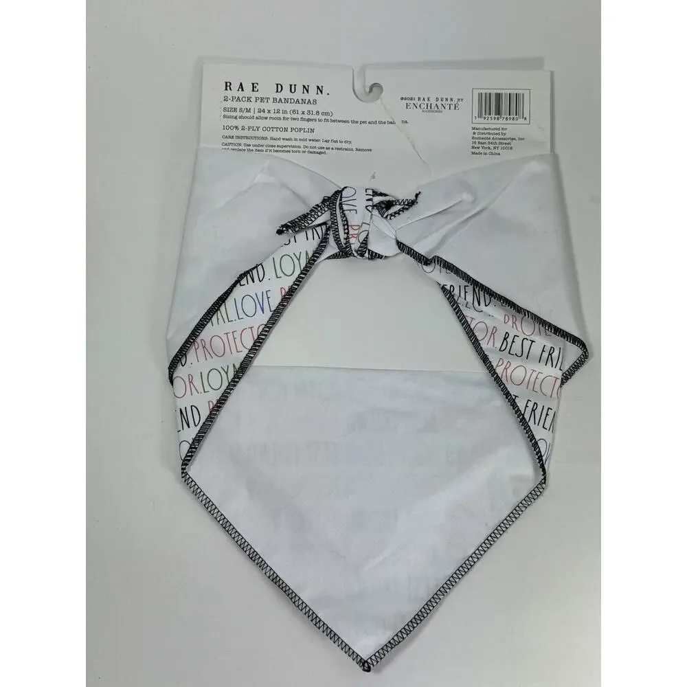 Rae Dunn 2 Pack Pet Bandannas Good Girl Size S/M 100% Cotton NWT